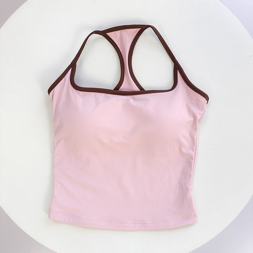 Womens Color Block Backless Yoga Tank Top With Built In Support 11