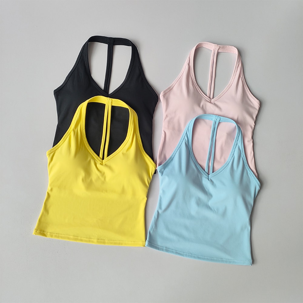 Premium Womens Active Racerback Tank womens workout tank with built in bra and removable padding sports bra Support