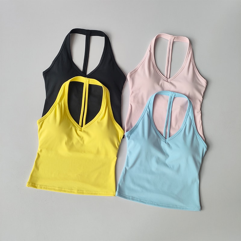 Premium Womens Active Racerback Tank womens workout tank with built in bra and removable padding sports bra Support