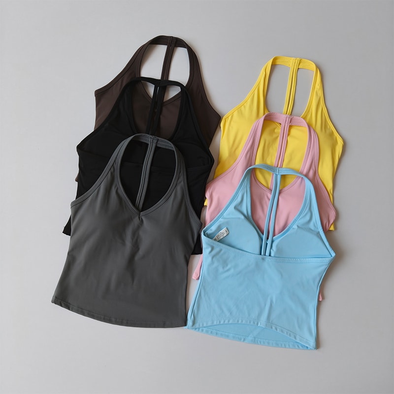 Premium Womens Active Racerback Tank womens workout tank with built in bra and removable padding sports bra Support