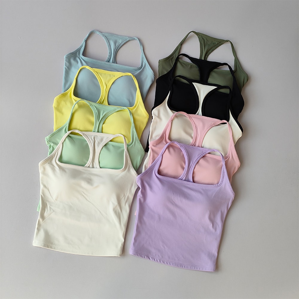 Women's Racerback Sports Bra, Shockproof Yoga Top with Naked Feel, Color Block Workout Bralette for Pilates & Gym