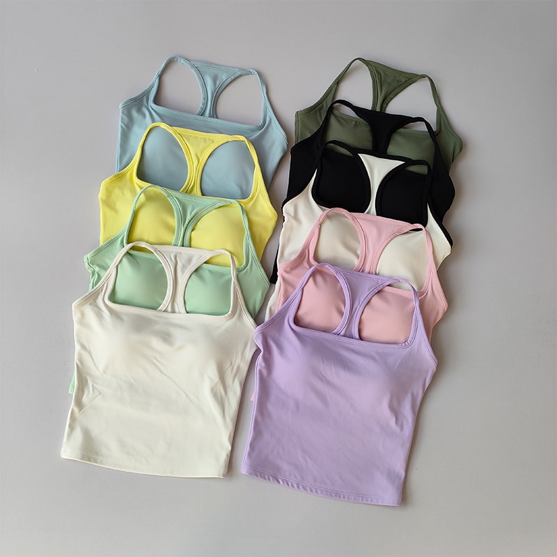 Women's Racerback Sports Bra, Shockproof Yoga Top with Naked Feel, Color Block Workout Bralette for Pilates & Gym