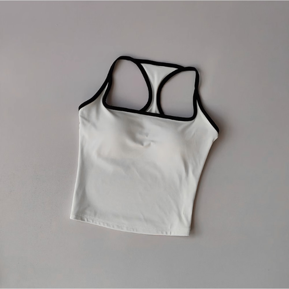 Women's Racerback Sports Bra, Shockproof Yoga Top with Naked Feel, Color Block Workout Bralette for Pilates & Gym