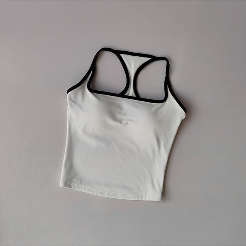 Women's Racerback Sports Bra, Shockproof Yoga Top with Naked Feel, Color Block Workout Bralette for Pilates & Gym