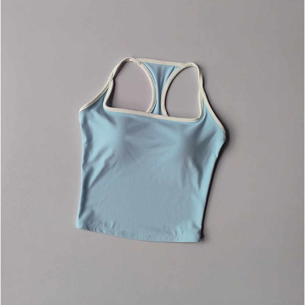 Women's Racerback Sports Bra, Shockproof Yoga Top with Naked Feel, Color Block Workout Bralette for Pilates & Gym
