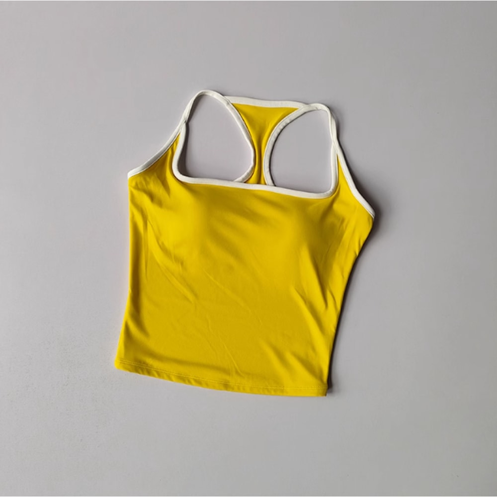 Women's Racerback Sports Bra, Shockproof Yoga Top with Naked Feel, Color Block Workout Bralette for Pilates & Gym