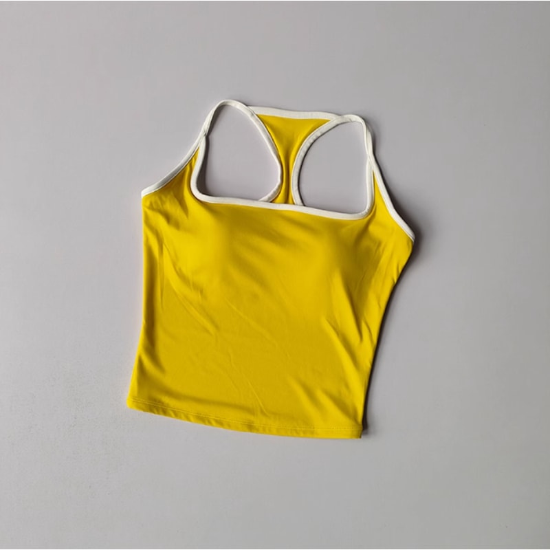 Women's Racerback Sports Bra, Shockproof Yoga Top with Naked Feel, Color Block Workout Bralette for Pilates & Gym