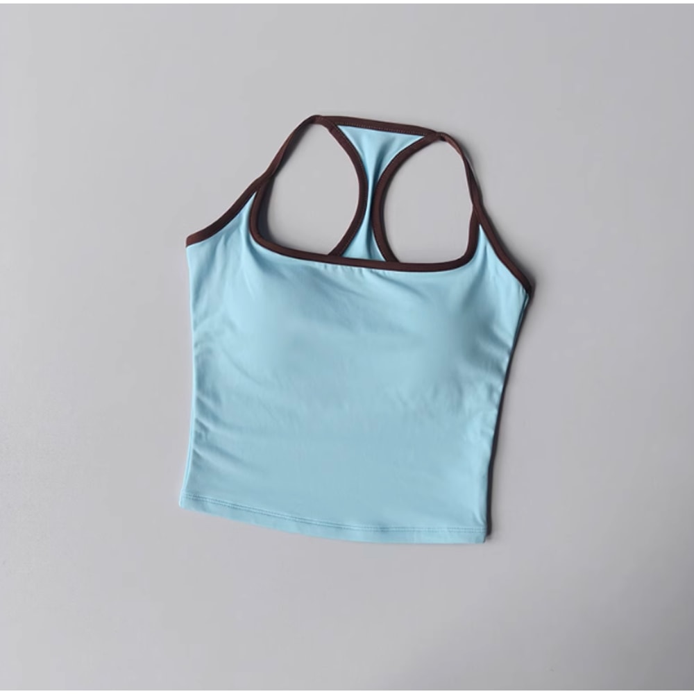 Women's Racerback Sports Bra, Shockproof Yoga Top with Naked Feel, Color Block Workout Bralette for Pilates & Gym