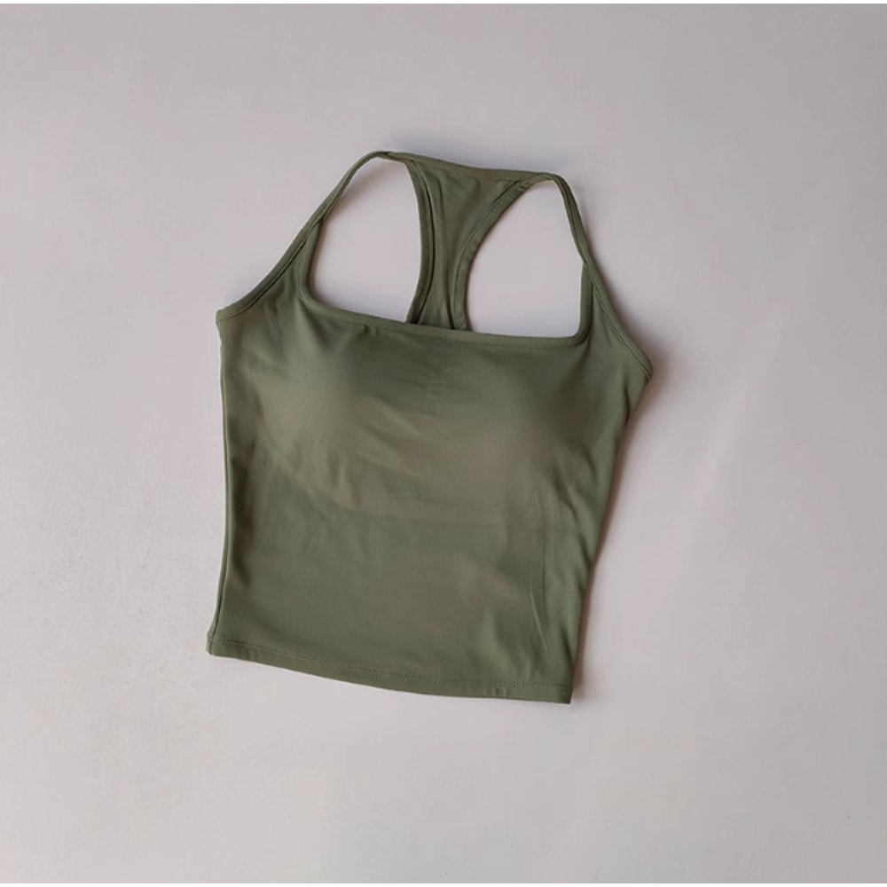 Women's Racerback Sports Bra, Shockproof Yoga Top with Naked Feel, Color Block Workout Bralette for Pilates & Gym