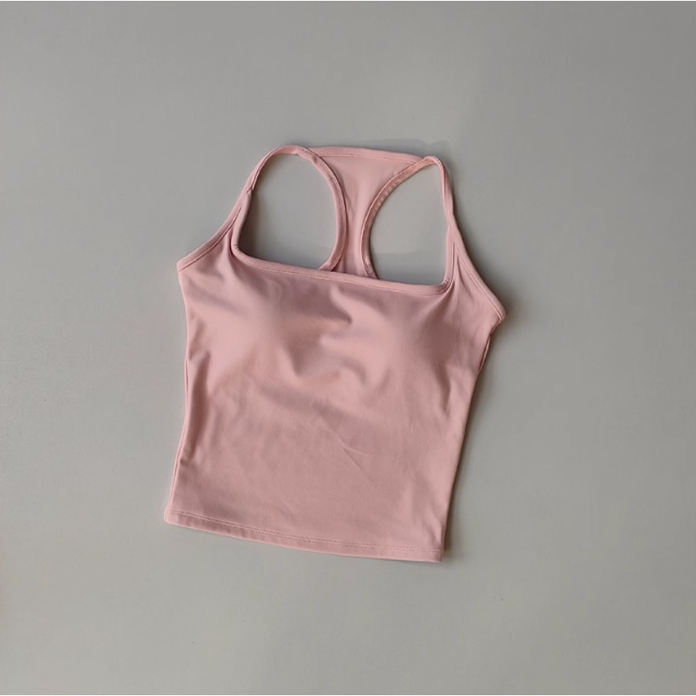 Women's Racerback Sports Bra, Shockproof Yoga Top with Naked Feel, Color Block Workout Bralette for Pilates & Gym