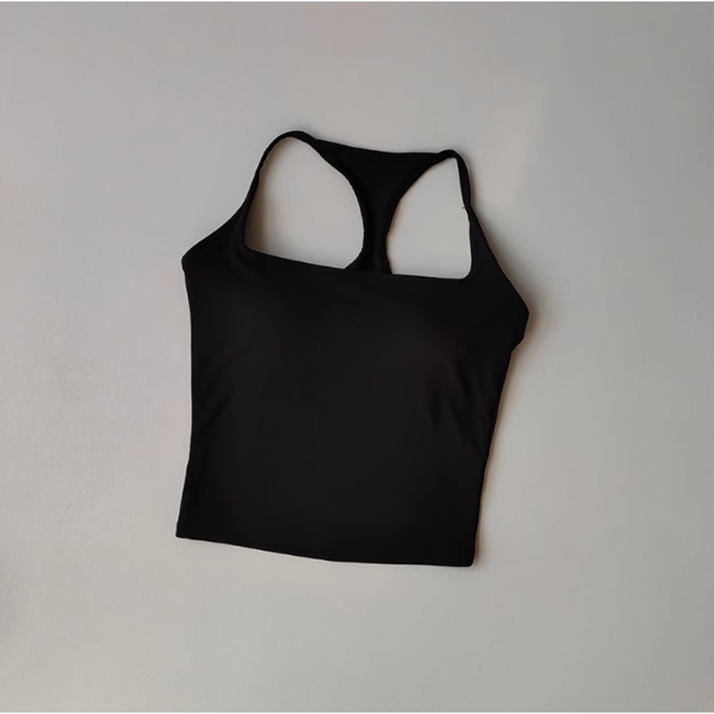 Women's Racerback Sports Bra, Shockproof Yoga Top with Naked Feel, Color Block Workout Bralette for Pilates & Gym