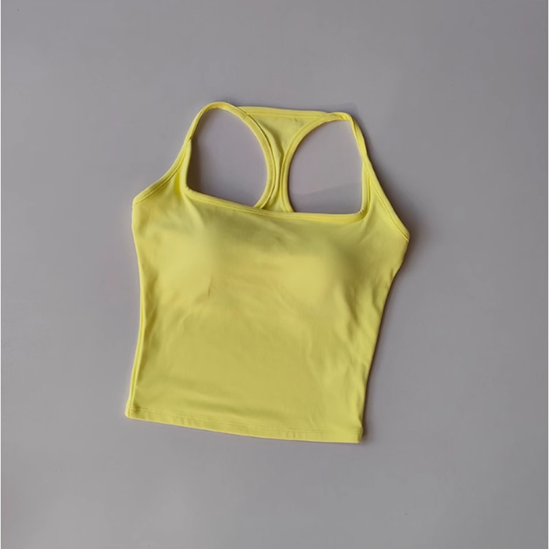 Women's Racerback Sports Bra, Shockproof Yoga Top with Naked Feel, Color Block Workout Bralette for Pilates & Gym