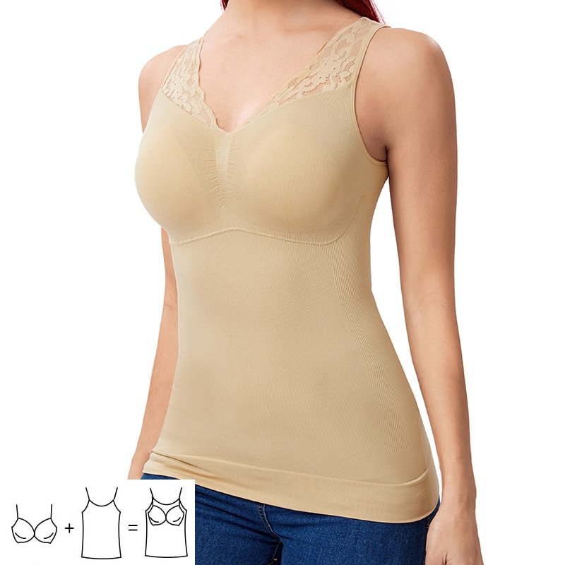 Womens Shapewear Tank Top With BuiltIn Bra Tummy Control Slim Waist 0