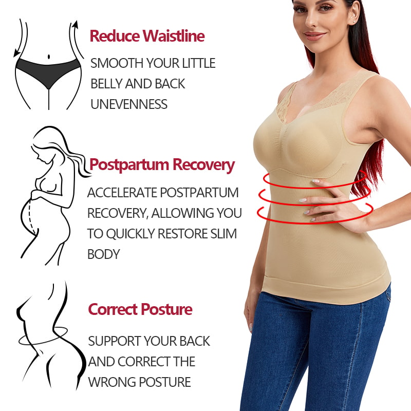 Womens Shapewear Tank Top With BuiltIn Bra Tummy Control Slim Waist 2