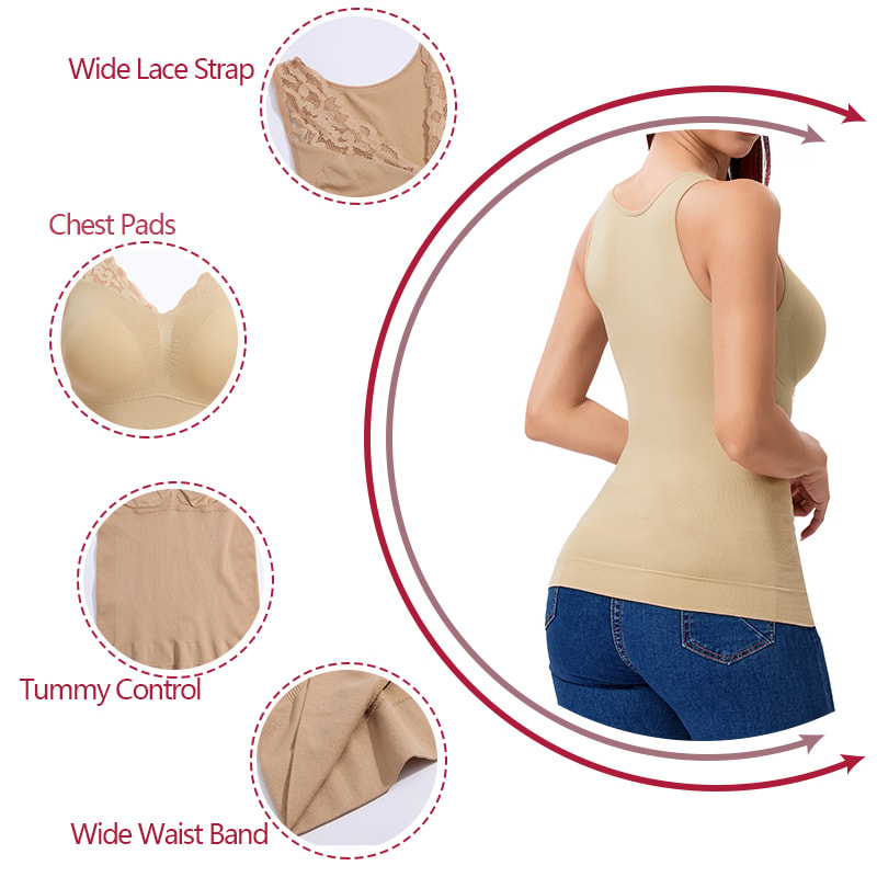 Womens Shapewear Tank Top With BuiltIn Bra Tummy Control Slim Waist 3