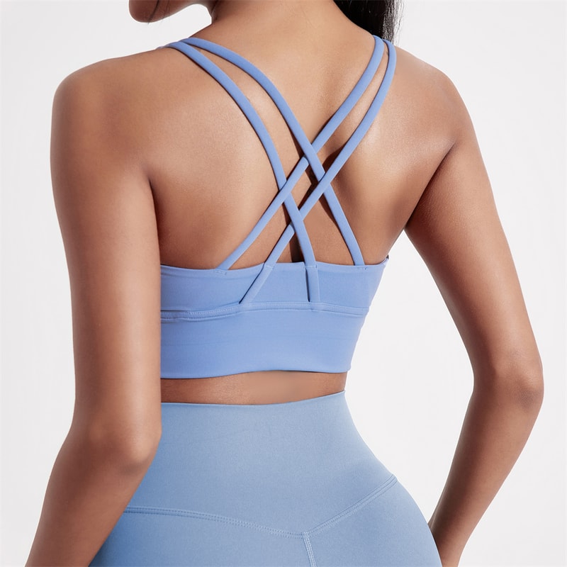 Womens Padded Cross Back Sports Bra Comfortable Support Fit For Yoga Gym Active Training 8