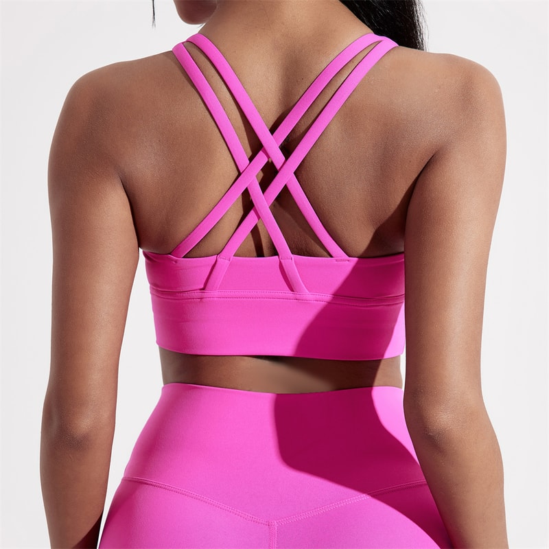Womens Padded Cross Back Sports Bra Comfortable Support Fit For Yoga Gym Active Training 15