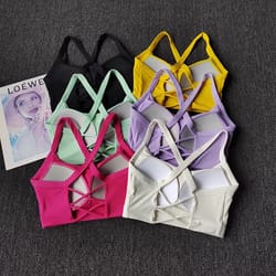 high support women's crisscross racerback sports bra for yoga & fitness
