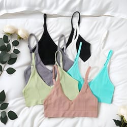 seamless wireless bralette crop top – u back ribbed comfort bra