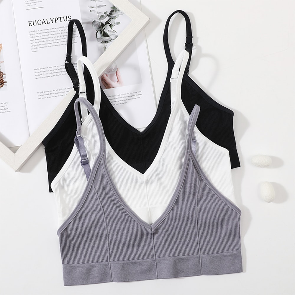 Seamless Wireless Bralette Crop Top U Back Ribbed Comfort Bra 3