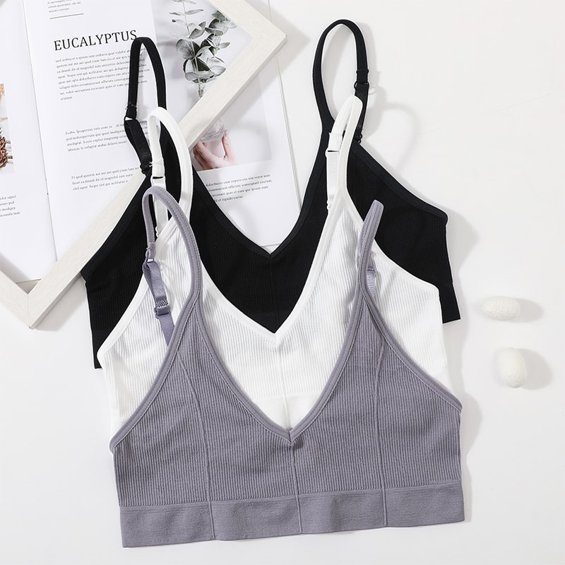 Seamless Wireless Bralette Crop Top U Back Ribbed Comfort Bra 3