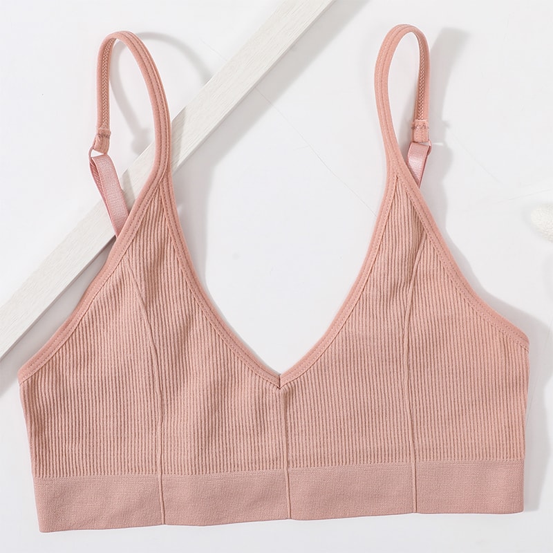 Seamless Wireless Bralette Crop Top U Back Ribbed Comfort Bra 8
