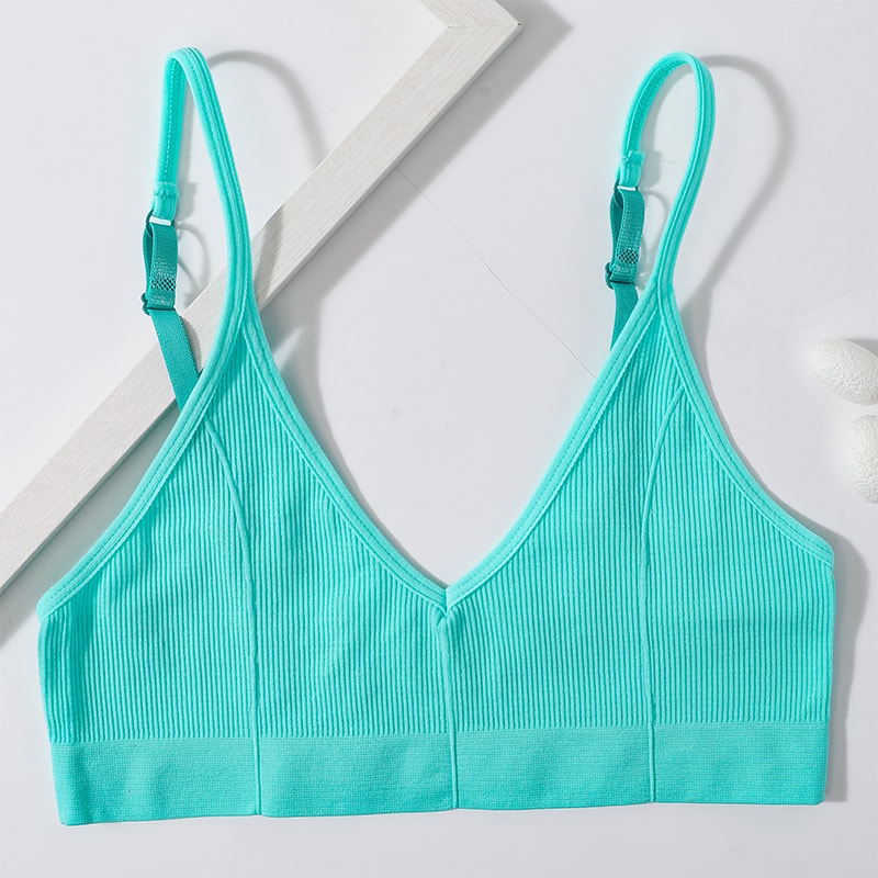 Seamless Wireless Bralette Crop Top U Back Ribbed Comfort Bra 9