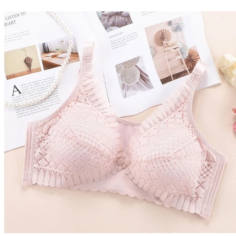 Aura Front Button Maternity Nursing Bra – Wireless Gathered Support & Comfort for Breastfeeding
