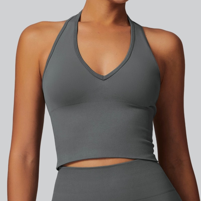 Womens High Support Seamless Yoga Sports Bra with Push Up & Open Back