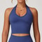 Womens High Support Seamless Yoga Sports Bra with Push Up & Open Back