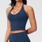 Womens Hanging Neck High Support Sports Bra Backless Gym Yoga Workout Top 0