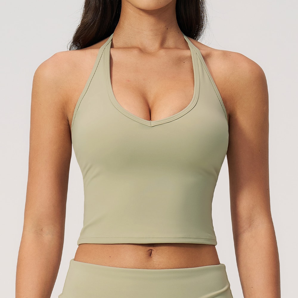 Womens Hanging Neck High Support Sports Bra Backless Gym Yoga Workout Top 6