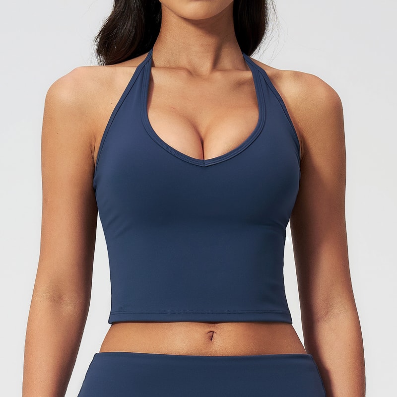 Womens Hanging Neck High Support Sports Bra Backless Gym Yoga Workout Top 7
