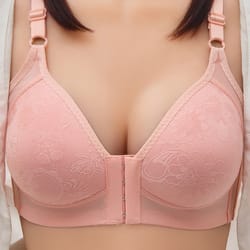 comfortfit front clasp full cup lace bra wire free support for women & plus sizes