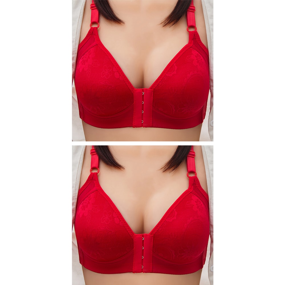 ComfortFit Front Clasp Full Cup Lace Bra Wire Free Support For Women Plus Sizes 7