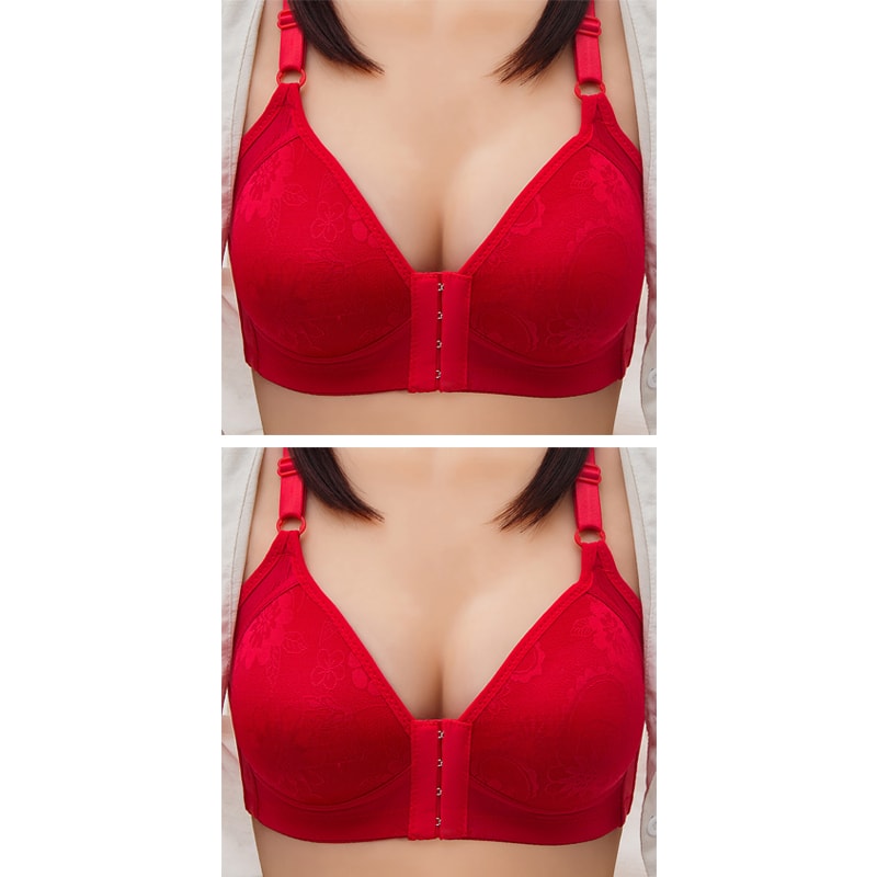 ComfortFit Front Clasp Full Cup Lace Bra Wire Free Support For Women Plus Sizes 7