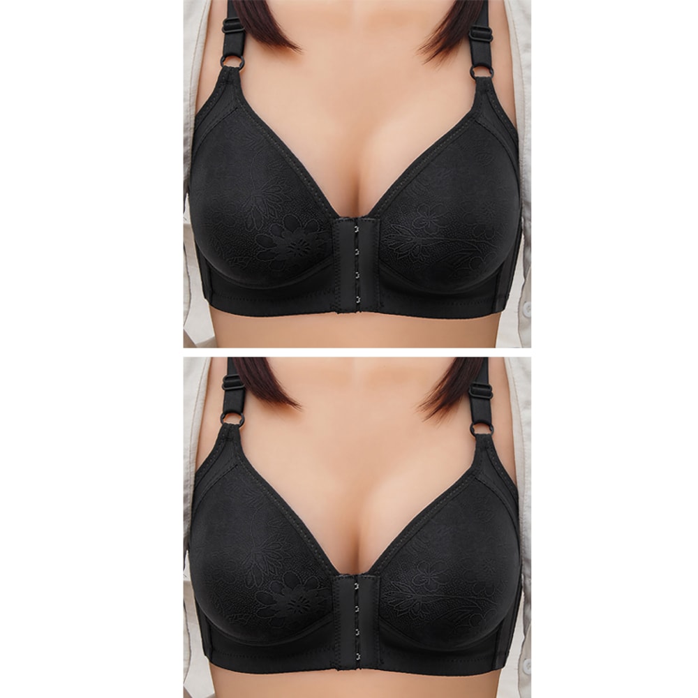ComfortFit Front Clasp Full Cup Lace Bra Wire Free Support For Women Plus Sizes 10