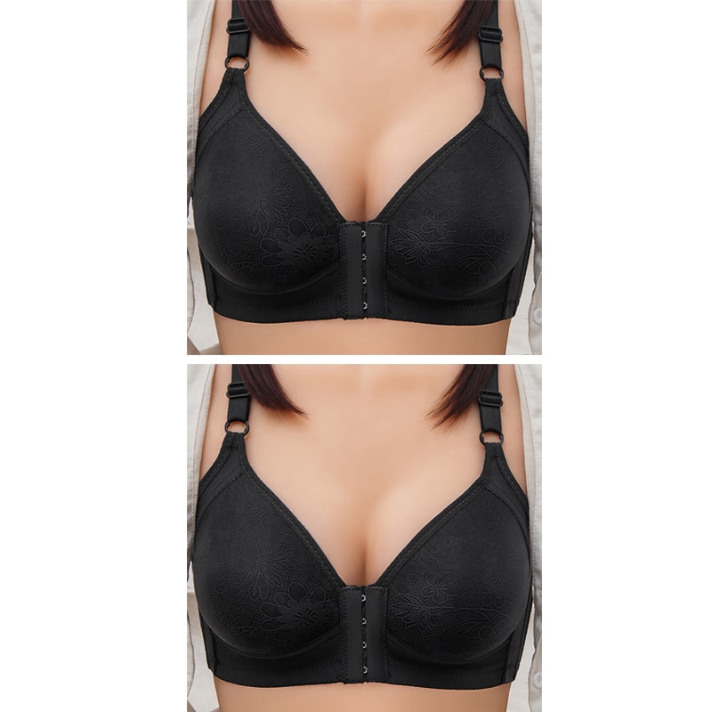ComfortFit Front Clasp Full Cup Lace Bra Wire Free Support For Women Plus Sizes 10