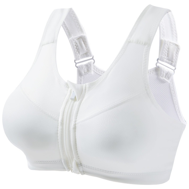 Plus Size High Support Front Zipper Sports Bra with Adjustable Racerback