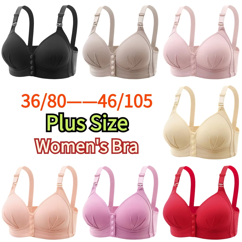 Plus size front buckle push up bra with breathable comfort and adjustable support for all day wear