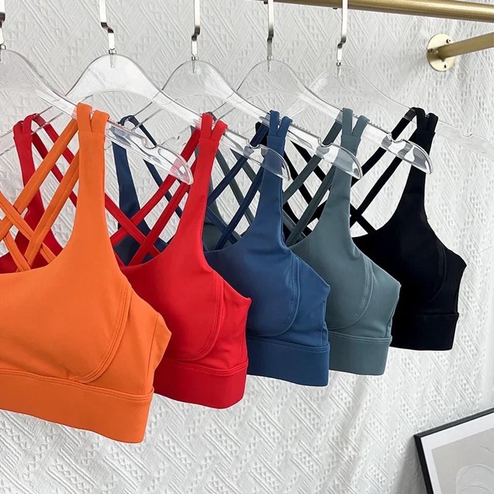 Premium Ladies Cross Back Adjustable Fitness Sports Bra High Support Womens Athletic Activewear