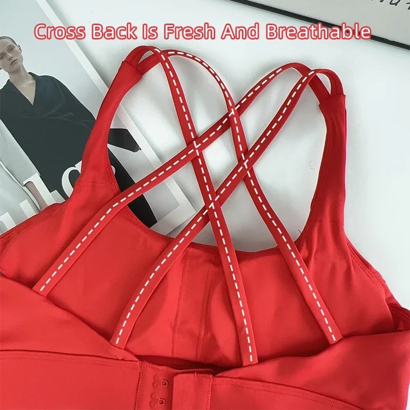Premium Ladies Cross Back Adjustable Fitness Sports Bra High Support Womens Athletic Activewear