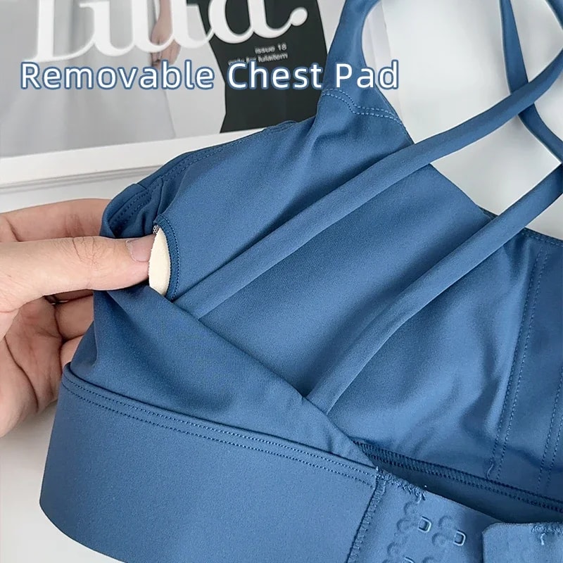 Premium Ladies Cross Back Adjustable Fitness Sports Bra High Support Womens Athletic Activewear