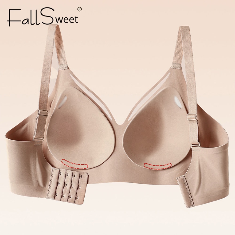 FallSweet Seamless Plus Size Wireless Push Up Bra Comfortable Invisible Bralette 1