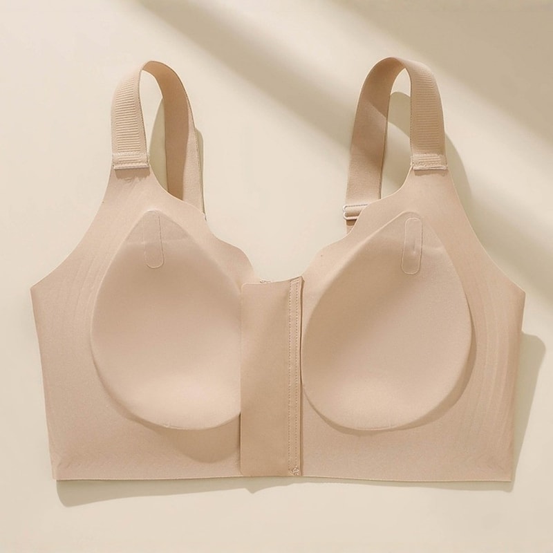 Adjustable Front Zipper Wireless Bra With Seamless Push Up Support 3