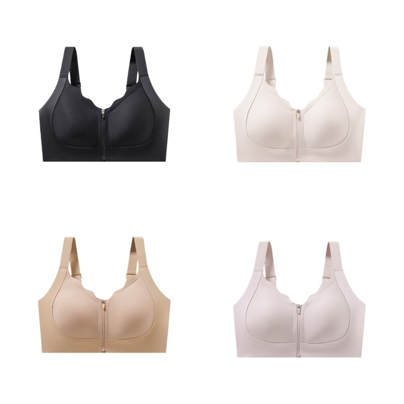 Adjustable Front Zipper Wireless Bra With Seamless Push Up Support 4