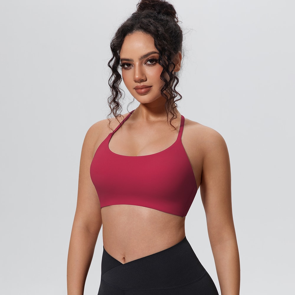 Womens Seamless Supportive Yoga Gym Sports Bra Shockproof Running Chest Pad Top