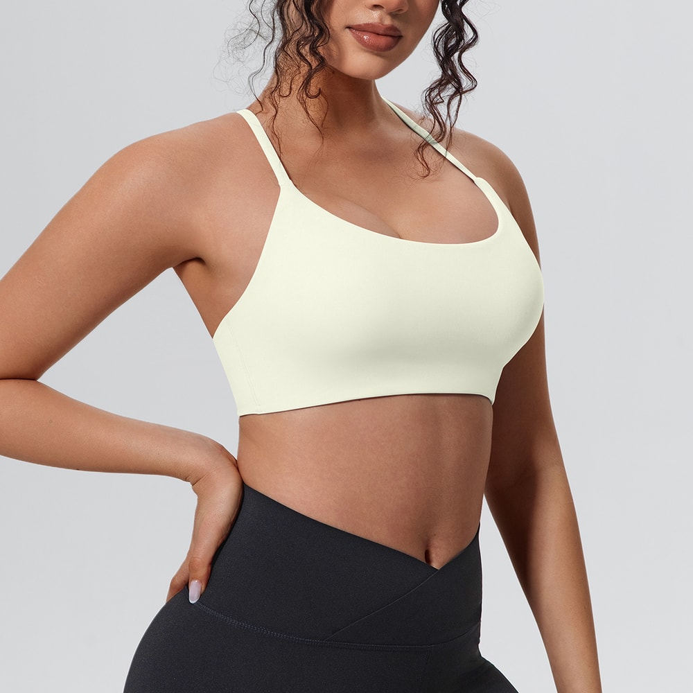 Womens Seamless Supportive Yoga Gym Sports Bra Shockproof Running Chest Pad Top