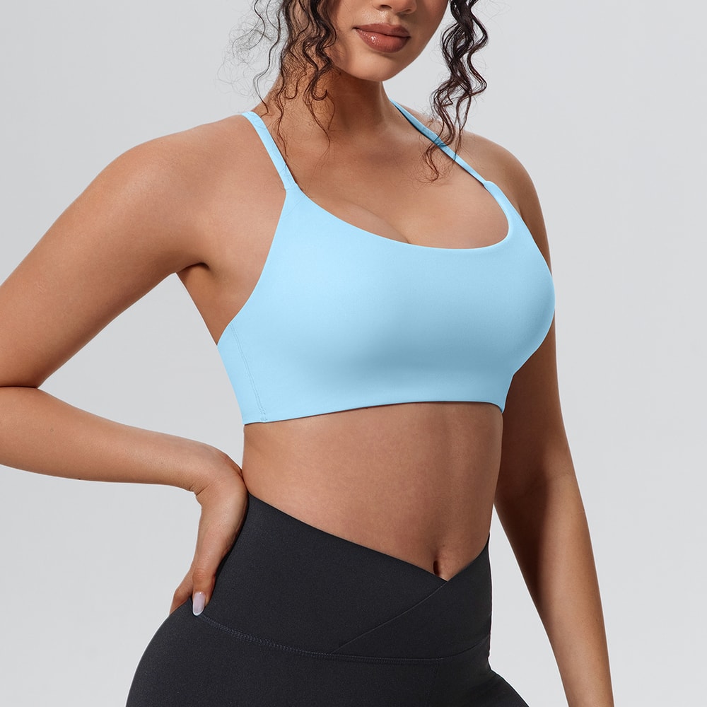 Womens Seamless Supportive Yoga Gym Sports Bra Shockproof Running Chest Pad Top