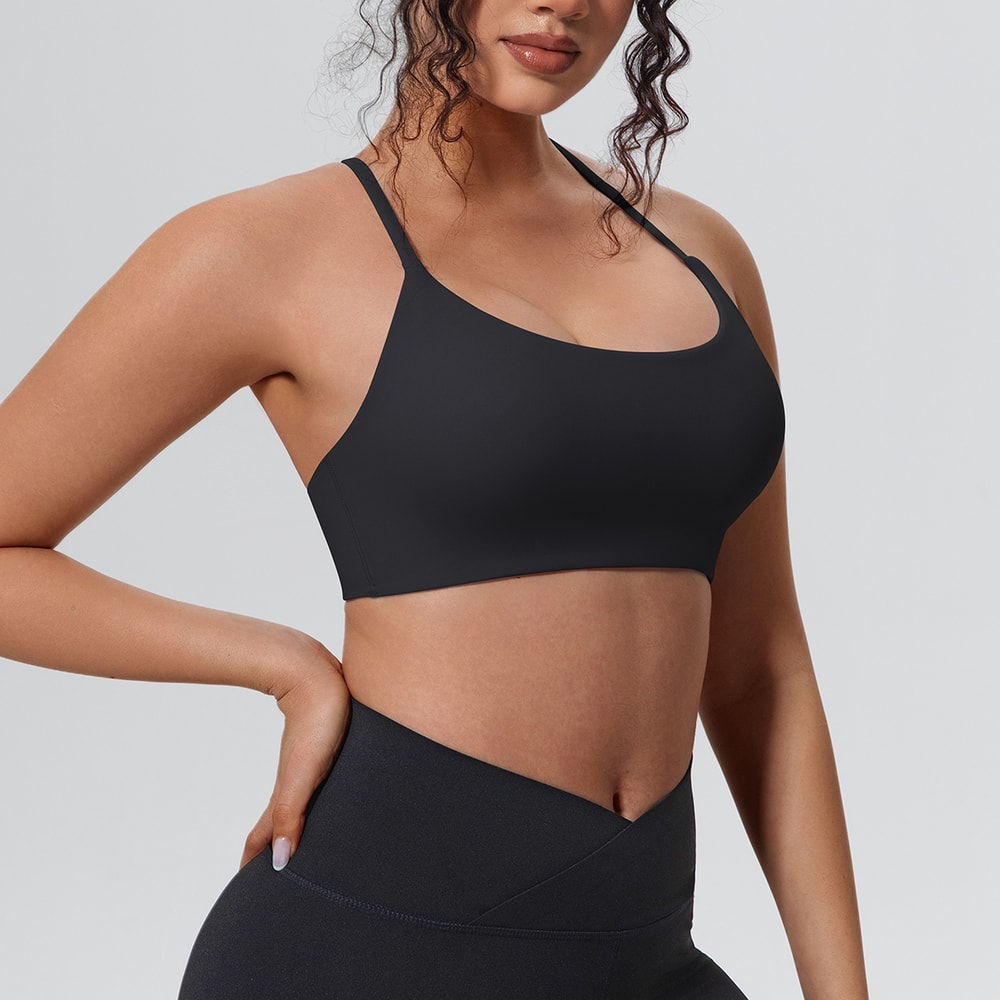 Womens Seamless Supportive Yoga Gym Sports Bra Shockproof Running Chest Pad Top